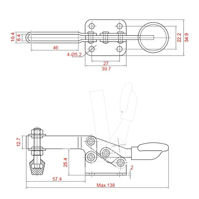 Vendita online Bloccaggio orizzontale base piatta braccio regolabile 70 Kg.